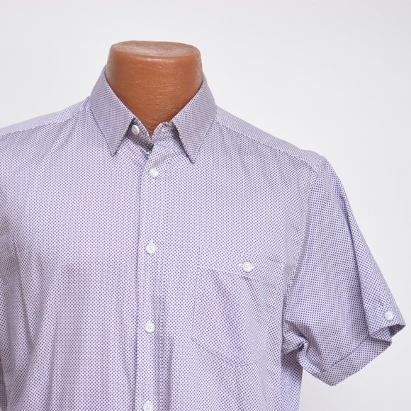 Ted Baker Men’s Size 4 (M) Short Sleeve Button-Up Shirt Purple Microprint Cotton - Picture 3 of 10